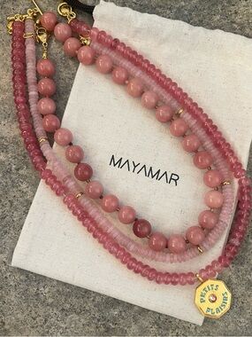 Curated Set of 3 Necklaces made from quartz - beautiful pink colors!